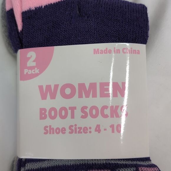 Women's Boot Socks, 2 Pairs Pink Purple Gray, NEW sizes 4-10. - Picture 2 of 4